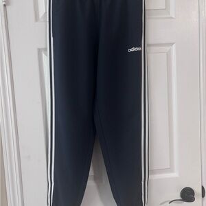 Adidas Mens Navy Blue Track Pants with White Side Stripes